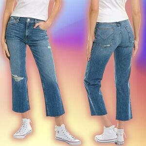Hudson Jeans ‘Remi’ High-Rise Straight Leg Raw Hem Jeans in “Stunner” Size 32